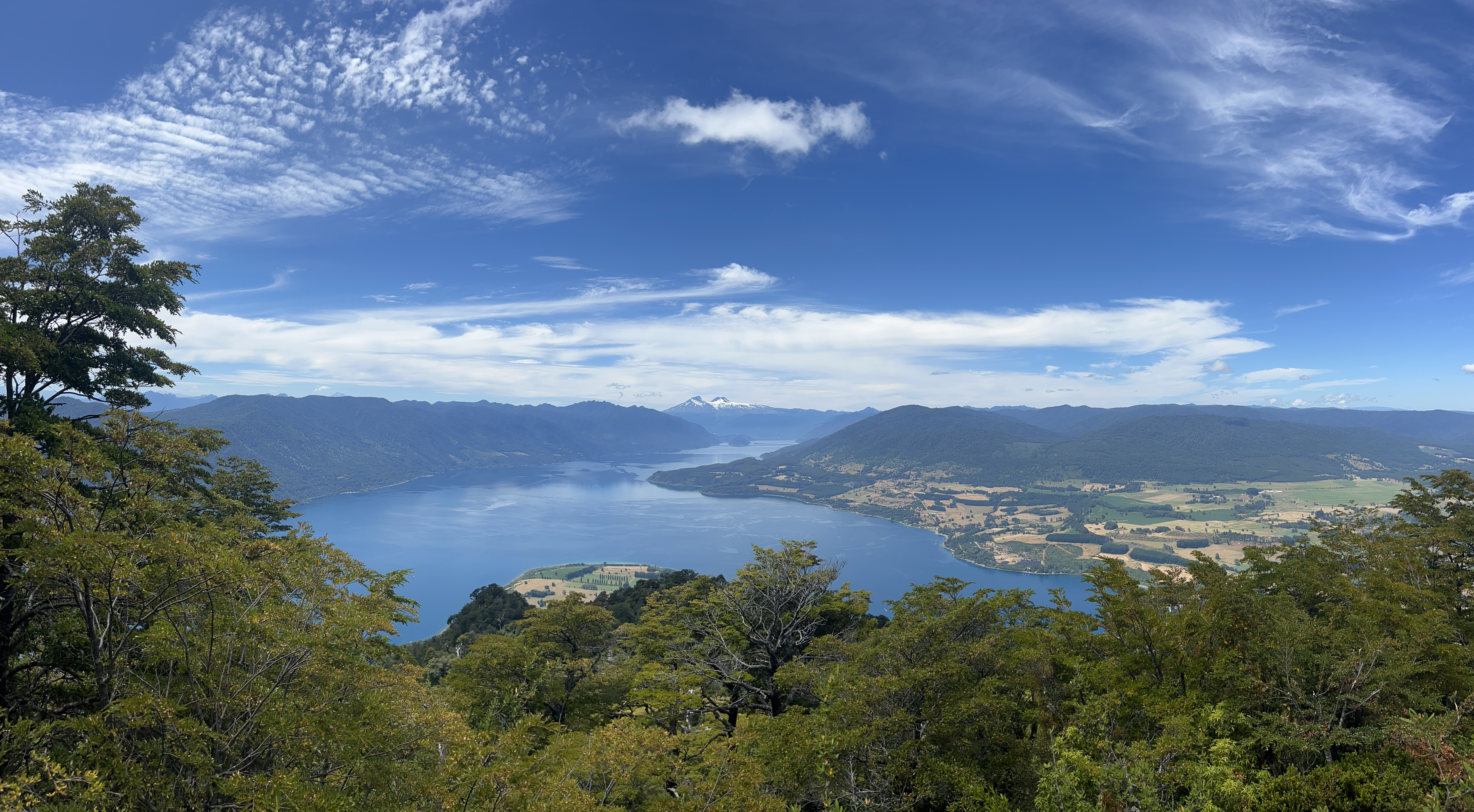 Sendero iluminado por luces cálidas